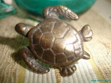 Sea Turtle Drawer Pull Solid Brass Door Knob Cabinet Handle Wall Hook Bali Art