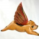 Balinese FLYING Pig Mobile Winged Demon chaser Handmade carved wood Bali Art 7"