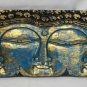 Infinite Faces Buddha Wall Sculpture Panel Hand Carved Painted Balinese art Blue