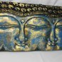 Infinite Faces Buddha Wall Sculpture Panel Hand Carved Painted Balinese art Blue