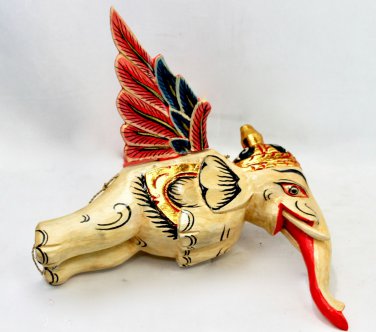 Flying Elephant mobile demon chaser Bali carved wood Balinese folk Art