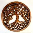 Tree of life Wall Sculpture Plaque Panel Carved wood Boho Decor Balinese Art