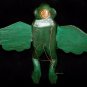 FLYING Frog Mobile winged Toad hand carved wood Balinese Folk Art green 8"