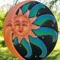 Sun & Moon Sunburst Wall Sculpture Bali Art hand carved painted Blue Green