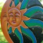 Sun & Moon Sunburst Wall Sculpture Bali Art hand carved painted Blue Green