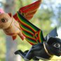Flying Black Cat mobile set Spiritchaser Hand carved painted wood Bali Folk Art