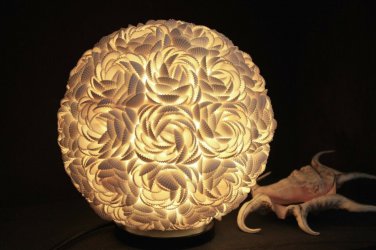 Rose Shell Globe Table Accent Lamp Natural Shell Home Decor Handmade Bali Art