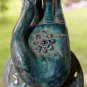Buddha Mudra Hand Door Handle Knob Cast Bronze Verdigris Green Bali Art Left