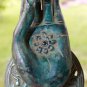 Buddha Mudra Hand Door Handle Knob Cast Bronze Verdigris Green Bali Art Left