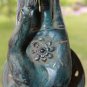 Buddha Mudra Hand Door Handle Knob Cast Bronze Verdigris Green Bali Art Left