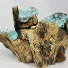 Blown molten Candle Holder slumped Glass Driftwood Candelabra Candleholder