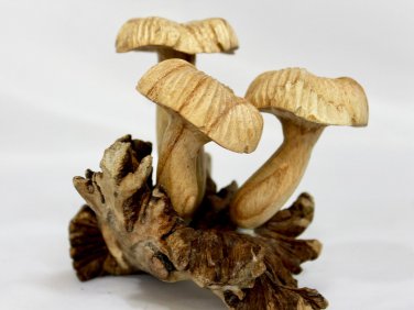 Magic Bali Mushroom Statue Parasite Wood Carving Balinese Art Sculpture