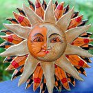 Sunburst Sun Wall Art Plaque Half MOON Celestial  Carved painted Bali folkart