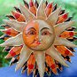 Sunburst Sun Wall Art Plaque Half MOON Celestial  Carved painted Bali folkart