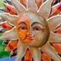 Sunburst Sun Wall Art Plaque Half MOON Celestial  Carved painted Bali folkart