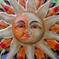 Sunburst Sun Wall Art Plaque Half MOON Celestial  Carved painted Bali folkart