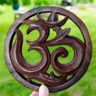 Sacred Om Mantra Wall Art Relief Plaque Hand Carved wood Mahogany Balinese
