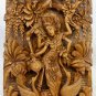 Balinese Saraswati Goddess Relief Wall art Panel Hand Carved wood Bali Art