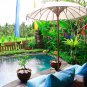 Balinese Garden Umbrella Patio Garden Wedding Hand Crafted Cream cotton bamboo