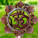Sacred Om Mantra ॐ Plaque Panel Wall Art sculpture Hand Carved wood Balinese