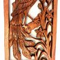 Balinese Peacock Panel Architectural Wall Art Plaque Hand Carved Wood Bali Decor