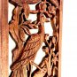 Balinese Peacock Panel Architectural Wall Art Plaque Hand Carved Wood Bali Decor