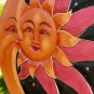 Sun & Moon Celestial Wall Art Sculpture panel handmade Bali folkart RED