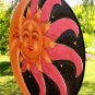 Sun & Moon Celestial Wall Art Sculpture panel handmade Bali folkart RED