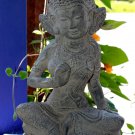 Kwan Yin Garden Statue Buddhist Water & Moon Goddess Cast Lava Stone Art