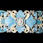 Bali Lotus Wall Panel hand carved Wood Balinese Architectural Art Blue