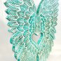Angel Wings Sculpture Statue Washed Teal Hand Carved Wood Bali Art Decor