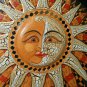 SUN Moon Mosaic Wall Art Plaque Celestial Bali Batik Style Handmade Decor