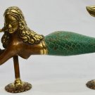 Mermaid Bronze Door Handle Knob Pull handmade Verdigris Green Bali Art