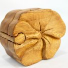 Tropical Hibiscus Flower Secret Puzzle Box Trinket Jewelry Hand Carved Wood