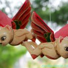Winged CAT ornament mobile set Crib Guardian hand carved wood Bali Folk Art