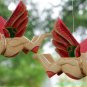 Winged CAT ornament mobile set Crib Guardian hand carved wood Bali Folk Art