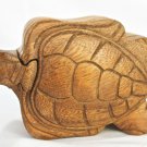 Sea Turtle Secret Puzzle Box Trinket Jewelry Hand Carved Wood