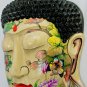 Serene Buddha Mask Wall Sculpture Hand Painted & Carved Wood Balinese art