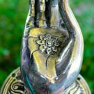 Bronze Buddha Hand Door Handle Knob Mudra Cast Silver Bali Art Right Bronze Buddha Hand Door Handle Knob Mudra Cast Silver Bali Art Right