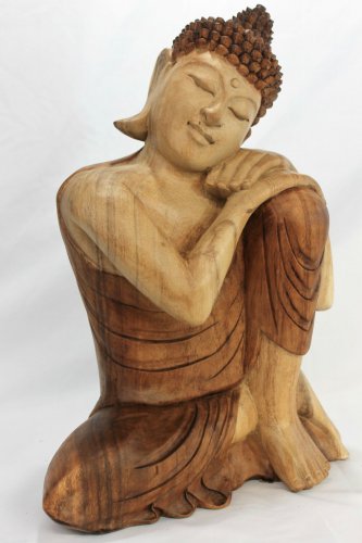 Resting Thinking Buddha Statue Sculpture handmade wood carving Balinese Art
