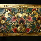 Balinese Carved Wood Lotus Wall Art Panel architectural Relief Bali Teal