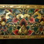 Balinese Carved Wood Lotus Wall Art Panel architectural Relief Bali Teal