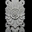 Balinese Lotus Wall art Panel Architectural Carved Wood Relief Whitewashed