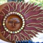 Red Wind blown SUN & Moon Mosaic Wall Plaque Hand carved Painted Bali folk Art