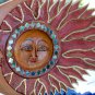 Red Wind blown SUN & Moon Mosaic Wall Plaque Hand carved Painted Bali folk Art
