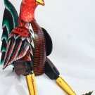 Rooster Chicken puppet shelf sitter Farmhouse Decor Bali Carved painted wood