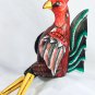 Rooster Chicken puppet shelf sitter Farmhouse Decor Bali Carved painted wood