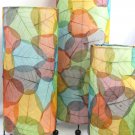 Table lamp Natural Cocoa Leaf Cylinder Lantern Handmade Bali Art Multi-color