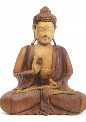 Buddha Sculpture Vitarka Teaching Mudra Hand carved wood statue Bali art