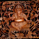 Ganesha Remover of Obstacles Wall art Panel Sculpture hand carved wood Bali Art